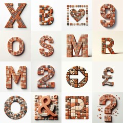 Fototapeta premium Terracotta stones Tiling Lettering Typeface. AI generated illustration