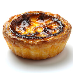 Traditional egg tart dessert from Portugal, Pasteis de nata, isolated on white background