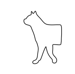 Vector isolated half cat side view head and front paws  colorless black and white contour line easy drawing