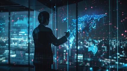 The businessman viewing digital map