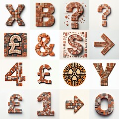 Naklejka premium Terracotta stones Tiling Lettering Typeface. AI generated illustration