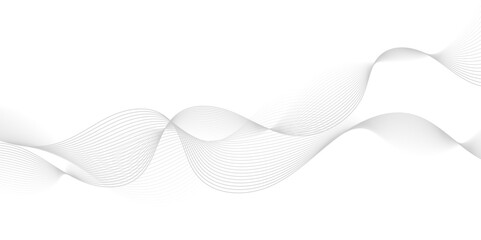 Fototapeta premium Gray wave curve lines abstract background with flowing particles. Digital energy waves technology concept. Modern backdrop design for business, presentation, banner.