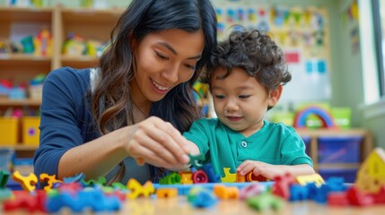 Fototapeta premium Mother and Child Playing Together