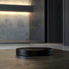 Room with close up product display podium