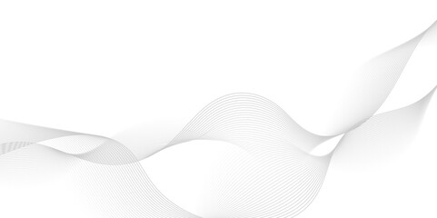 Gray  wave curve lines abstract background with flowing particles. Digital energy waves technology concept. Modern backdrop design for business, presentation, banner.
