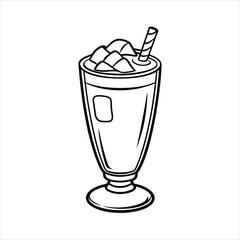 A glass of ice Caramel Macchiato line art vector