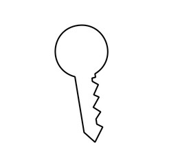 Vector isolated one singlw simple door key shape  colorless black and white contour line easy drawing