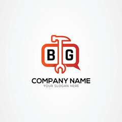 Services Icon or Chat Logo With Letter BG Logo Isolated Vector Illustration