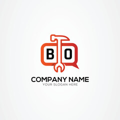Services Icon or Chat Logo With Letter BO Logo Isolated Vector Illustration
