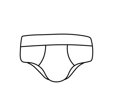 Vector isolated one single simle boys panties colorless black and white contour line easy drawing