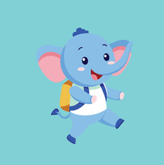 cute elephant goes to school happy face back to school
