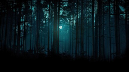 Fototapeta premium Moonlit Forest at Night