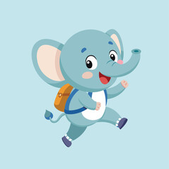 cute elephant goes to school happy face back to school