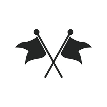 Crossed flags icon. Monochrome black and white symbol. Vector illustration
