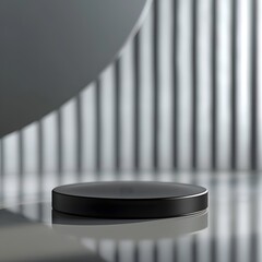 Room with close up product display podium