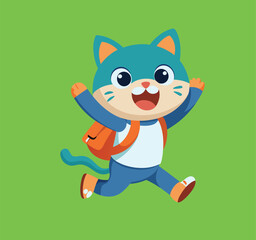 cute cat goes to school happy face back to school