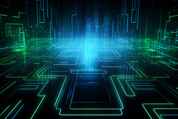 Abstract technology of chip circuit digital line electronic network data innovation concept background.