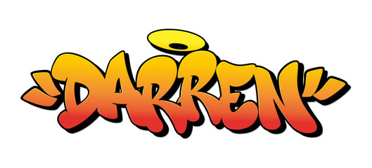 Darren name in graffiti style. Vector illustration.