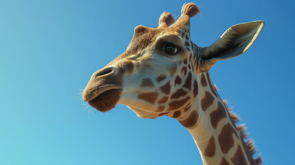 A giraffe is looking at the camera with its mouth open