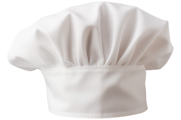 Close Up Cooking Chef White Hat PNG Professional isolated Kitchen Chef Uniform on white and transparent background - Food Restaurant Chef outfit and clothing
