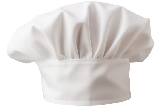 Close Up Cooking Chef White Hat PNG Professional isolated Kitchen Chef Uniform on white and transparent background - Food Restaurant Chef outfit and clothing