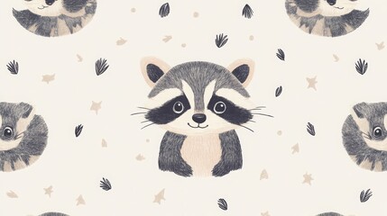 simple pattern, tiny racoons, 16:9