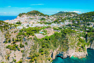 Via Krupp road in Capri island coastline, Tyrrhenian sea, Italy