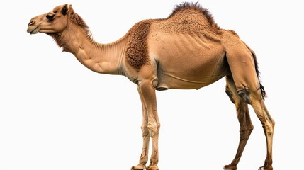 Naklejka premium Camel Standing on a White Background