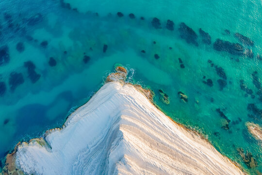Stair of the turks, White Scala dei turchi in Agrigento, Sicily. White rocky cliff on the coast in the  of Porto Empedocle