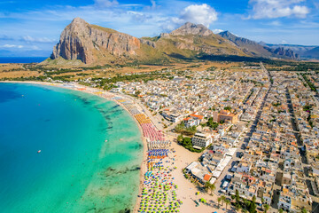 San Vito lo Capo beach and Monte Monaco in peak in north-western Sicily.