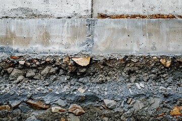 cross-section view of underground soil layers and concrete structure