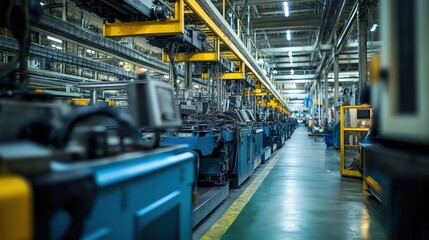 industrial factory floor with machinery and assembly lines