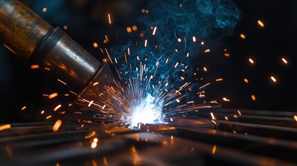 welding sparks flying as metal is being worked on capturing the intensity and skill involved in metalworking