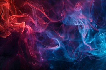 Fototapeta premium Ethereal Smoke Art with Red and Blue Hues, Showcasing Fluid Motion and Abstract Forms. Generative AI