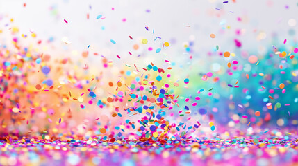 A colorful explosion of multicolored balls in the air