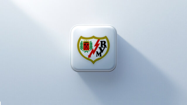 Rayo Vallecano de Madrid, 3d icon casting a shadow on a white background
