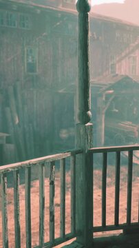 An old American western style town