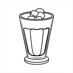 A glass of ice Caramel Macchiato line art vector