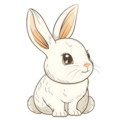 Fototapeta premium Cute white bunny rabbit with brown eyes and ears. Perfect for Easter, springtime, or children's illustrations.