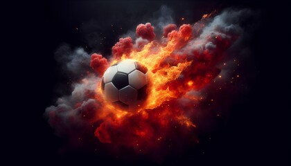 Naklejka premium soccer ball in fire