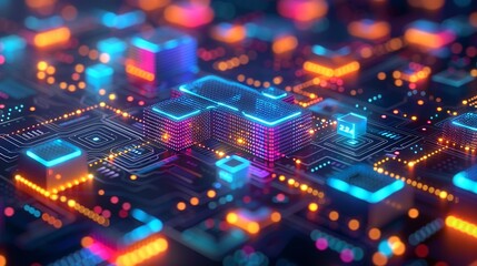 Obraz premium Data integration platforms shown in a visually appealing abstract style, highlighting the benefits of combining multiple data sources for holistic analytics. high resolution Illustration, in the