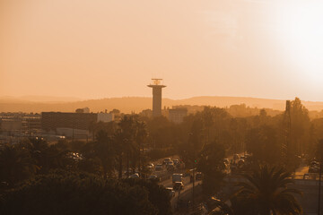sunset over the Nice airport