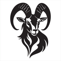 Ram goat horn capricorn zodiac sign silhouette white background
