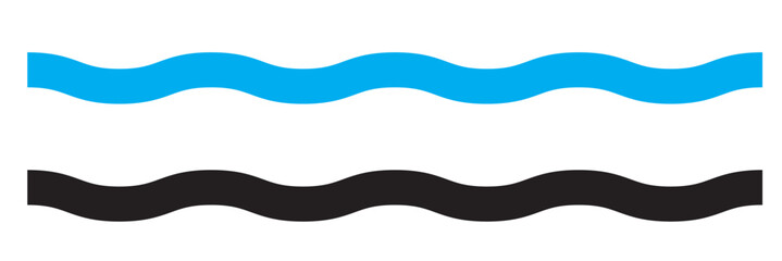 Minimal blue ocean, sea wave ornament icon. Line art waves. Vector illustration. EPS 10/AI