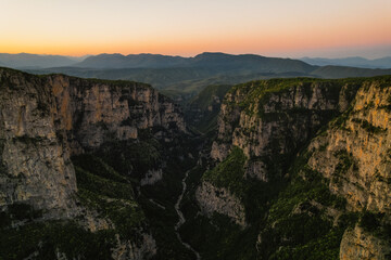  Vikos Gorge from the Oxya Viewpoint in the  national park  in Vikos-Aoos in zagori, northern Greece. Nature landscape