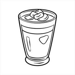 A glass of ice Caramel Macchiato line art vector