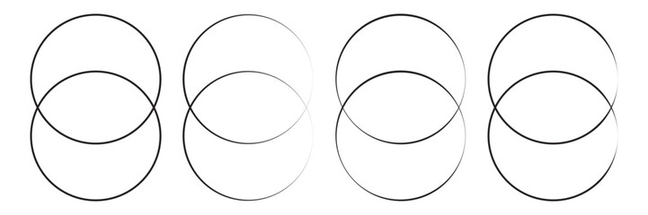 Intersecting, overlapping circles, rings element. Isolated on white background.eps10