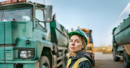 Fototapeta premium Female Garbage Collector Working on City Streets.Generated image