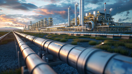 Industrial pipes transporting CO2 for storage, An important step in carbon sequestration and climate action