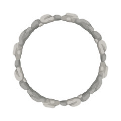 Round Stone Frame, Circle Rocks Border. Empty Cartoon Frame Made Of Small Stones.